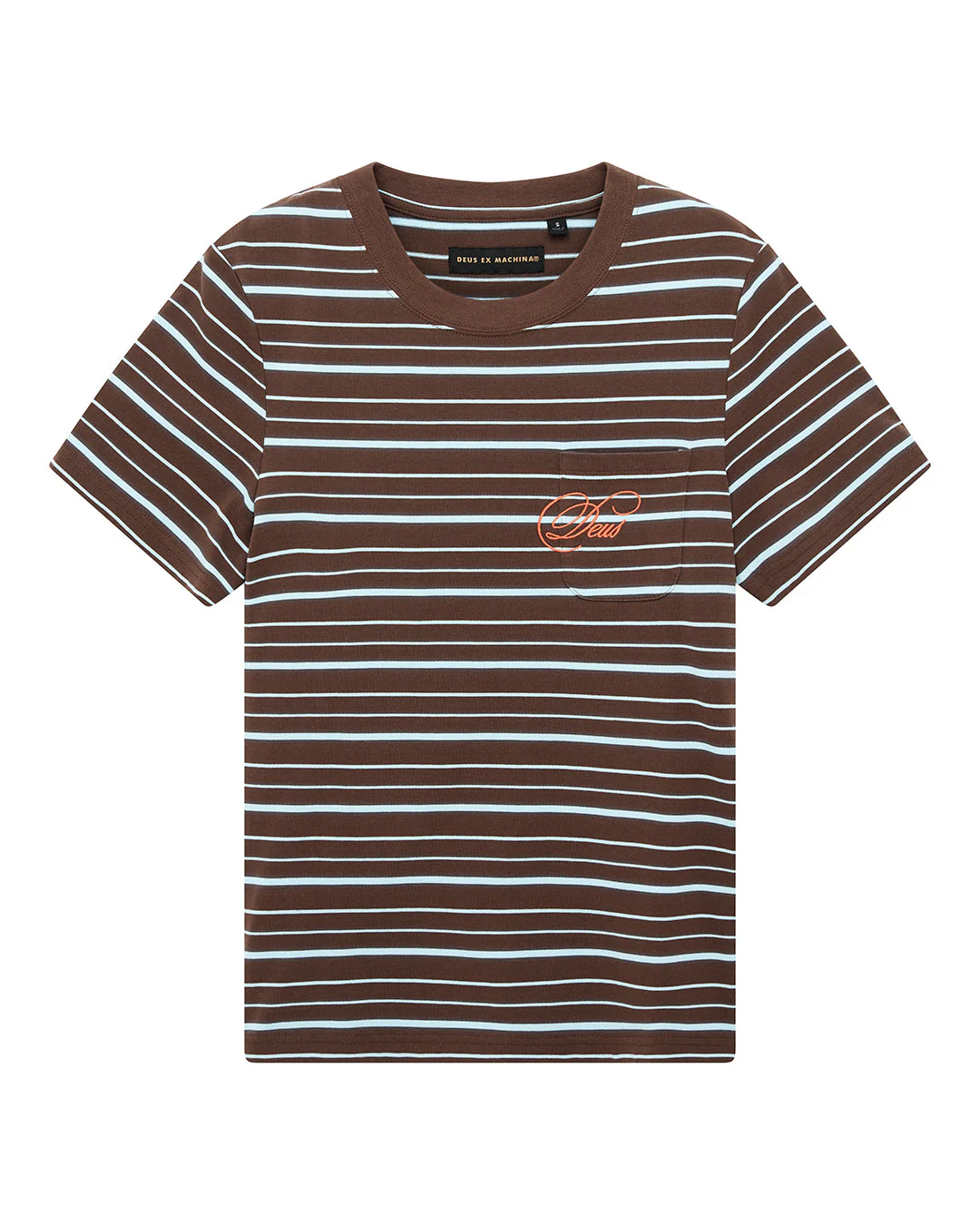 Pierre Stripe Tee - Java Brown-Baby Blue - Image 3