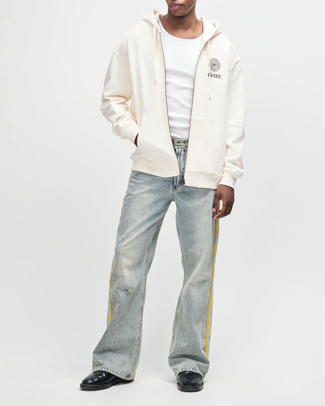 Strata Zip Hoodie - Dirty White - Image 7